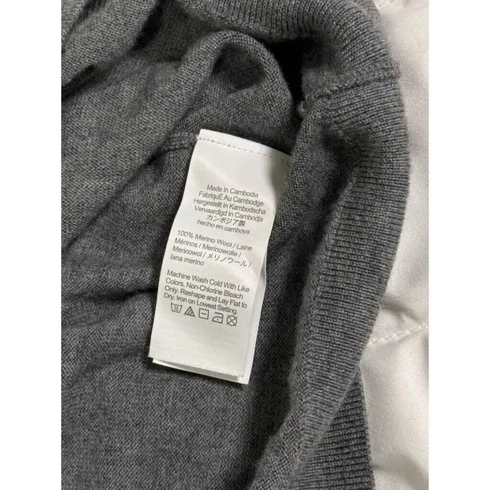 J Crew Men's 100% Merino Wool V-Neck Grey Sweater‎ Size XL Pullover Lightweight